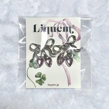 Liquem 리본 하트 체리 귀찌