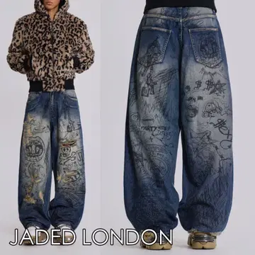 JADED LONDON 그래픽 데님 팬츠