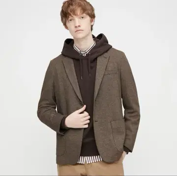 새상품급 유니클로 컴포트 자켓 (체크) 다크 브라운 L