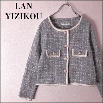 Lan YiZiKou 노카라 숏 기장 자켓 귀여운