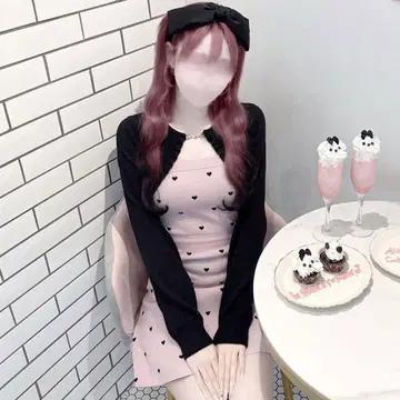 HONEY MEW Luv 샤기 앙상블 원피스 핑크