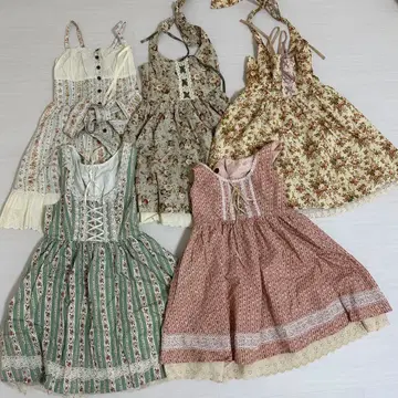 아마벨 오버롤 스커트 점프 스커트 꽃무늬 원피스 앤티크