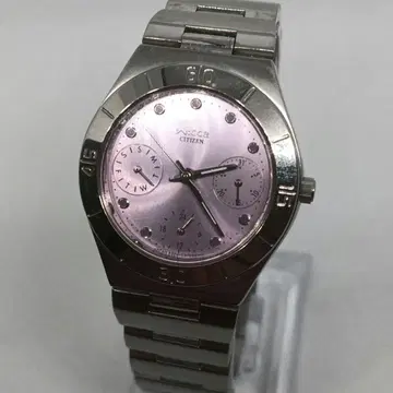 [ 작동품 ] CITIZEN wicca 핑크 다이얼 쿼츠 손목시계