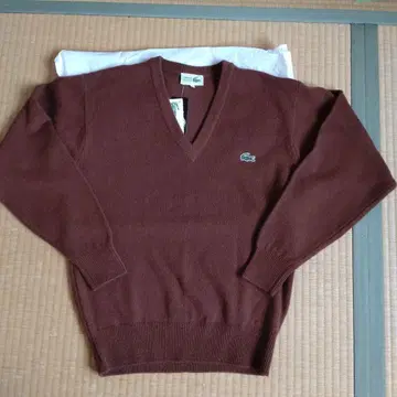 LACOSTE V넥 스웨터 브라운