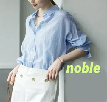 새상품급 노블 실키 코튼 스프링 컬러 셔츠 블루 noble