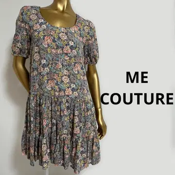 [ 3926 ] ME COUTURE 오부 소매 꽃무늬 시스루 원피스