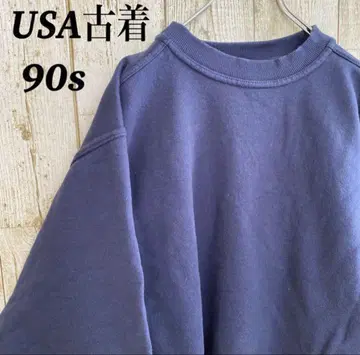 90s00s PLUMA by RUSSELL 러셀 맨투맨 무지 네이비