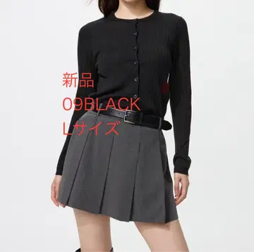 [ 새상품 ] 메리노 리브 크루넥 숏 가디건 BLACK 유니클로