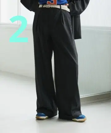 soerte 와이드 스트레이트 슬랙스 팬츠 사이즈 2 차콜 그레이