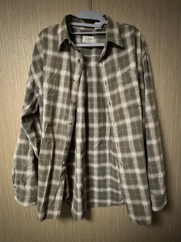 L.L.Bean 카키 체크 셔츠 긴팔