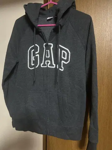 여성용 GAP 다크 그레이 풀 집업 후드티 M