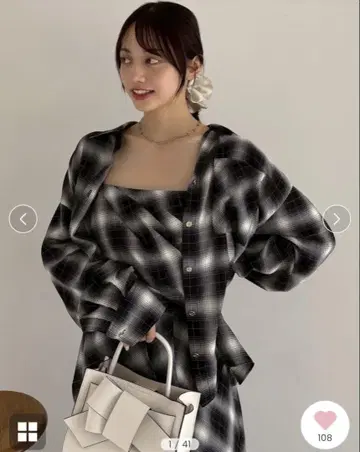 프레이 아이디 2way 옴브레 체크 셔츠 BLK