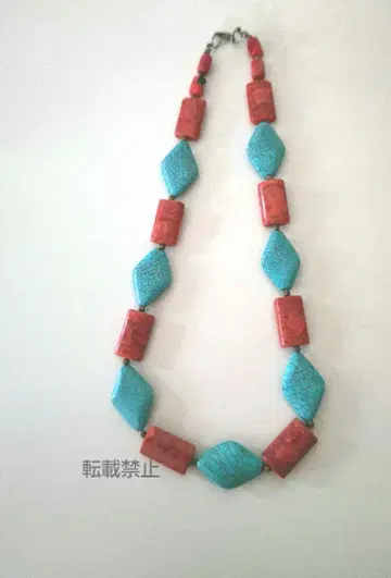 터콰이즈 블루와 레드 목걸이 (민족풍) 빅 사이즈 개성있는 컬렉션