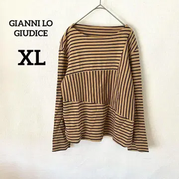 잔니로 주디체 티셔츠 XL 브라운 x 블랙 면 100% 보더