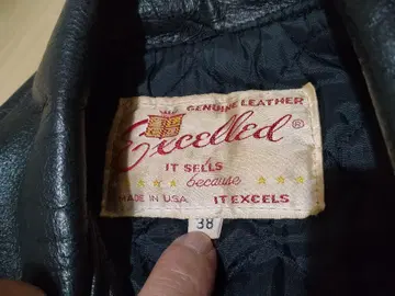 Excelleld 천연 가죽 블랙 라이더 자켓 38 미국제
