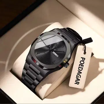 POEDAGAR 블랙 아날로그 손목시계