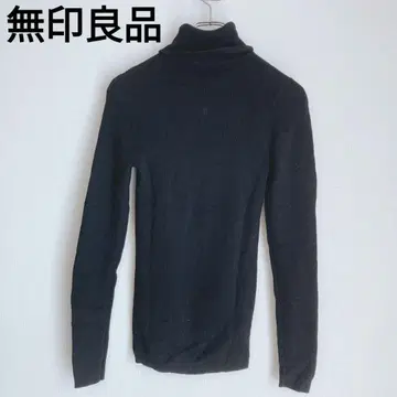 무인양품 터틀넥 긴팔 스웨터 하이넥 울 블랙 M