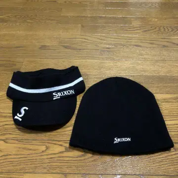 Srixon 골프 니트 모자와 바이저 세트 블랙