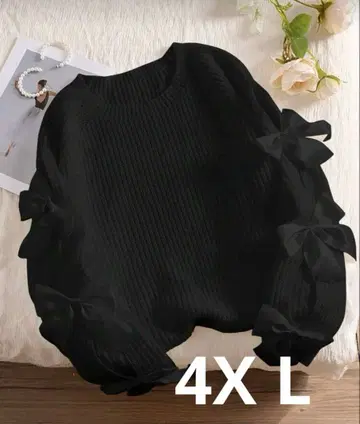 빅 사이즈 4XL 빅 리본 장식 귀여운 스웨터