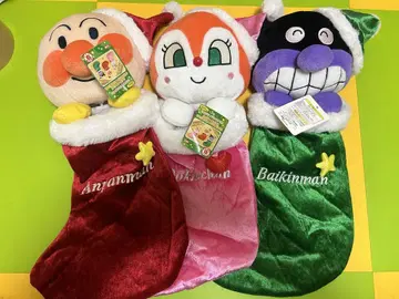 레트로 호빵맨 점보 크리스마스 삭스 소품함 세트 봉제 인형