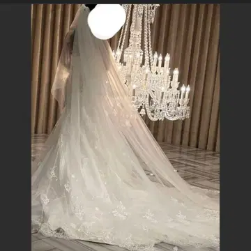 웨딩 베일 레이스 장식 포함
