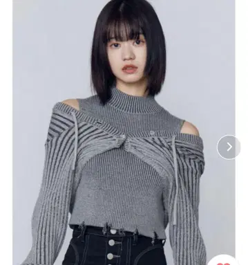 EMODA 후드 페어 니트 2025 겨울 신상 그레이