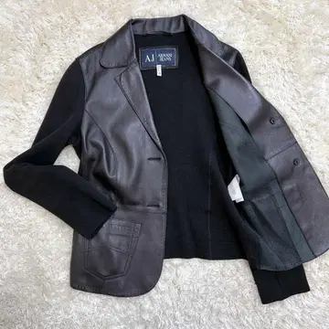 ARMANI JEANS 가죽 자켓 이소재 절개