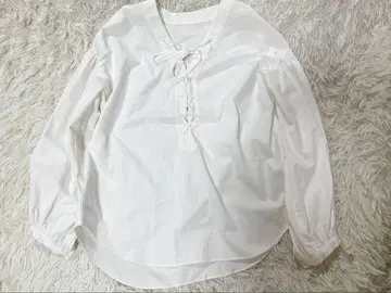 노블 긴팔 블라우스 레이스업 코튼 100