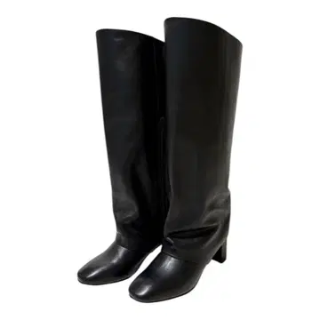 ALPHA CUBIC 새상품급 24.0 천연 가죽 와이드 샤프트 롱 부츠