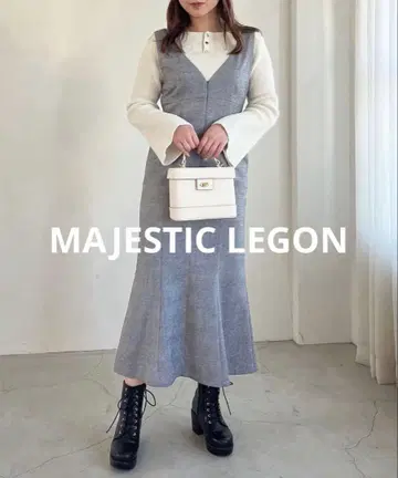MAJESTIC LEGON V넥 머메이드 점프스커트 마제스틱