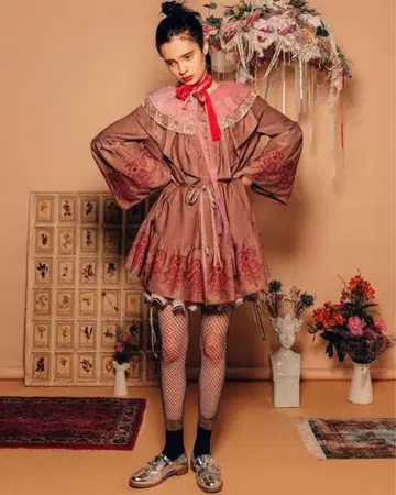 rurumu: sacredness fence emb tunic brown