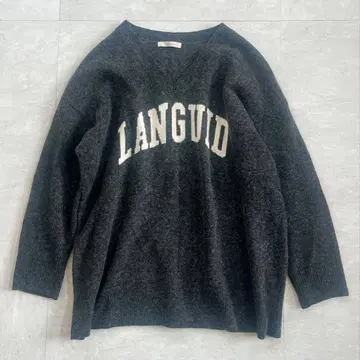 plage 플라주 LANGUID 로고 니트 캐시미어 혼방 그레이 로고