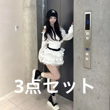 Darich 걸리시 스포티 맨투맨 라인 프릴 셋업