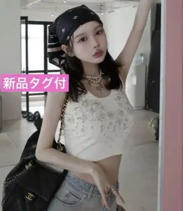 다리치 주얼리 리브 슬리브리스 상의 화이트