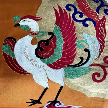 앤티크 나고야 오비 봉황 직조 다이쇼 로망 순수 실크 고급 No.7-27