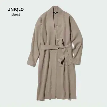 유니클로 수플레얀 벨티드 니트 코트 롱 가디건 베이지 S