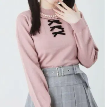 Ank Rouge 펄 리본 니트탑