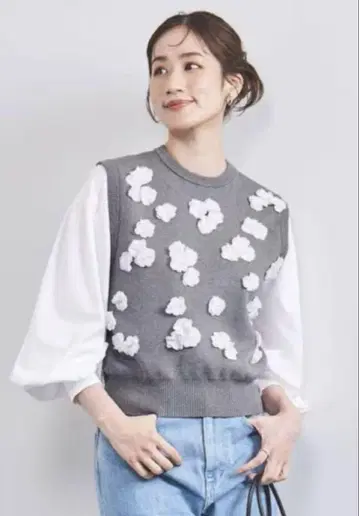 유나이티드 애로우즈 UNITED ARROWS 플라워 니트 베스트