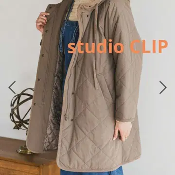 새상품 studio CLIP 퀼팅 후드 롱 코트