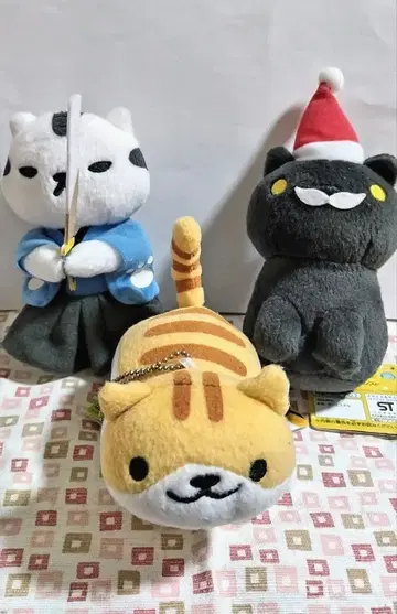 고양이 모음 가방에 달 수 있는 커다란 봉제 인형 3체 세트