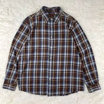 [ 90s ] 코빙턴 옴브레 체크 셔츠 XL 섀도우 브라운 블루
