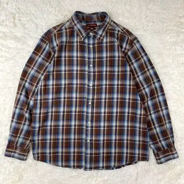 [ 90s ] 코빙턴 옴브레 체크 셔츠 XL 섀도우 브라운 블루
