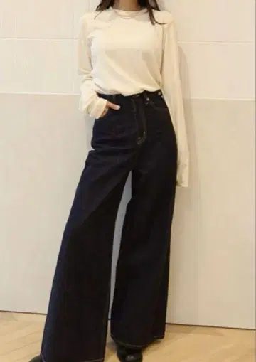 credona 하이웨스트 와이드 루즈 데님