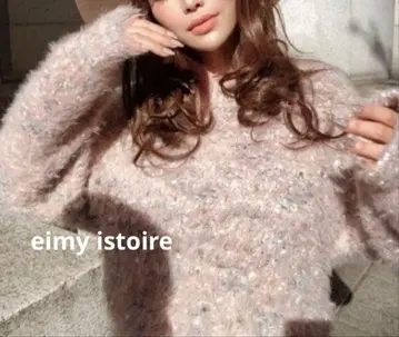 EIMY ISTOIRE 니트 페더 리본 펄 볼륨 슬리브