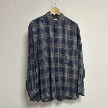 YOKE 체크 무늬 긴팔 셔츠 큐프라