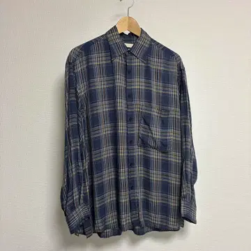 YOKE 체크 무늬 긴팔 셔츠 큐프라