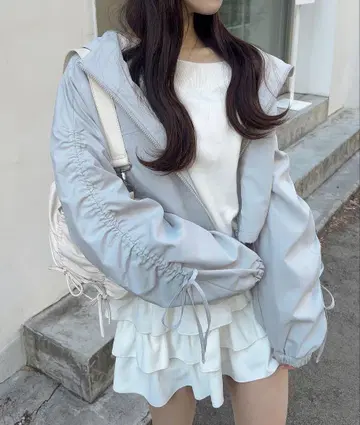 (새상품) 소매 리본 아우터 라이트 그레이