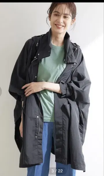 로페 미즈노 콜라보 발수 판초 코트 사이즈 36 블랙 2021AW