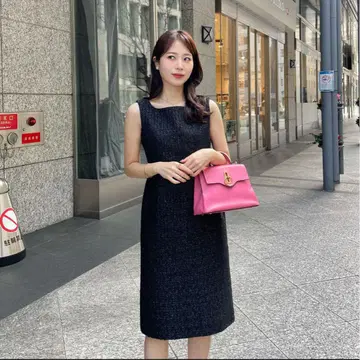 eneu * MADE TWEED DRESS / black