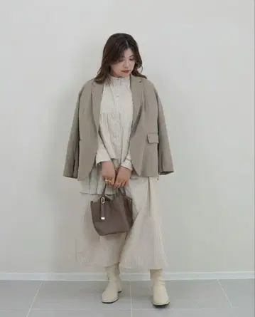 MI AND MOU 셔츠 원피스 모카